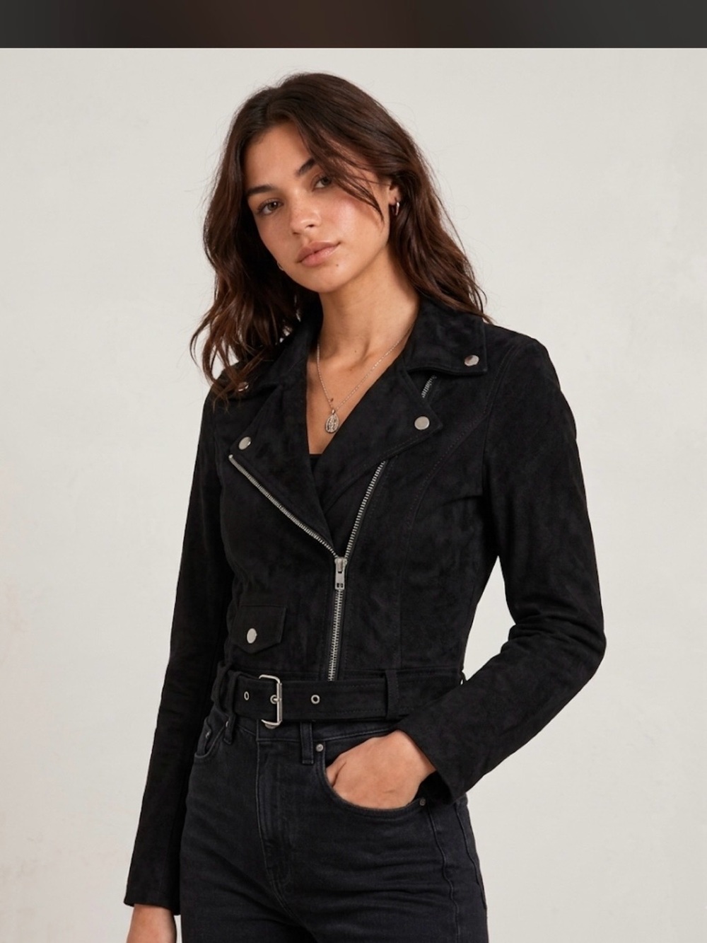 Talula Black Suede Moto Jacket for Aritzia